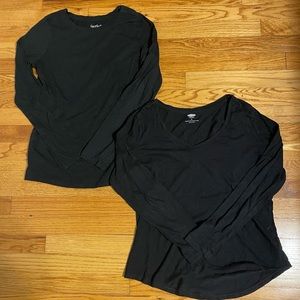 two black long sleeve shirts